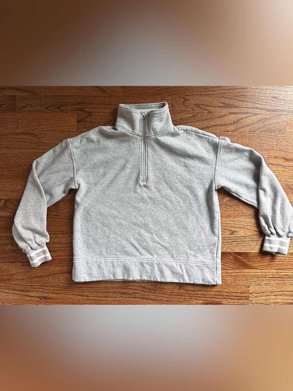 Tucker Nuck Womens Sport Heathered Gray White  Carlson Quarter Zip XS Sweatshirt